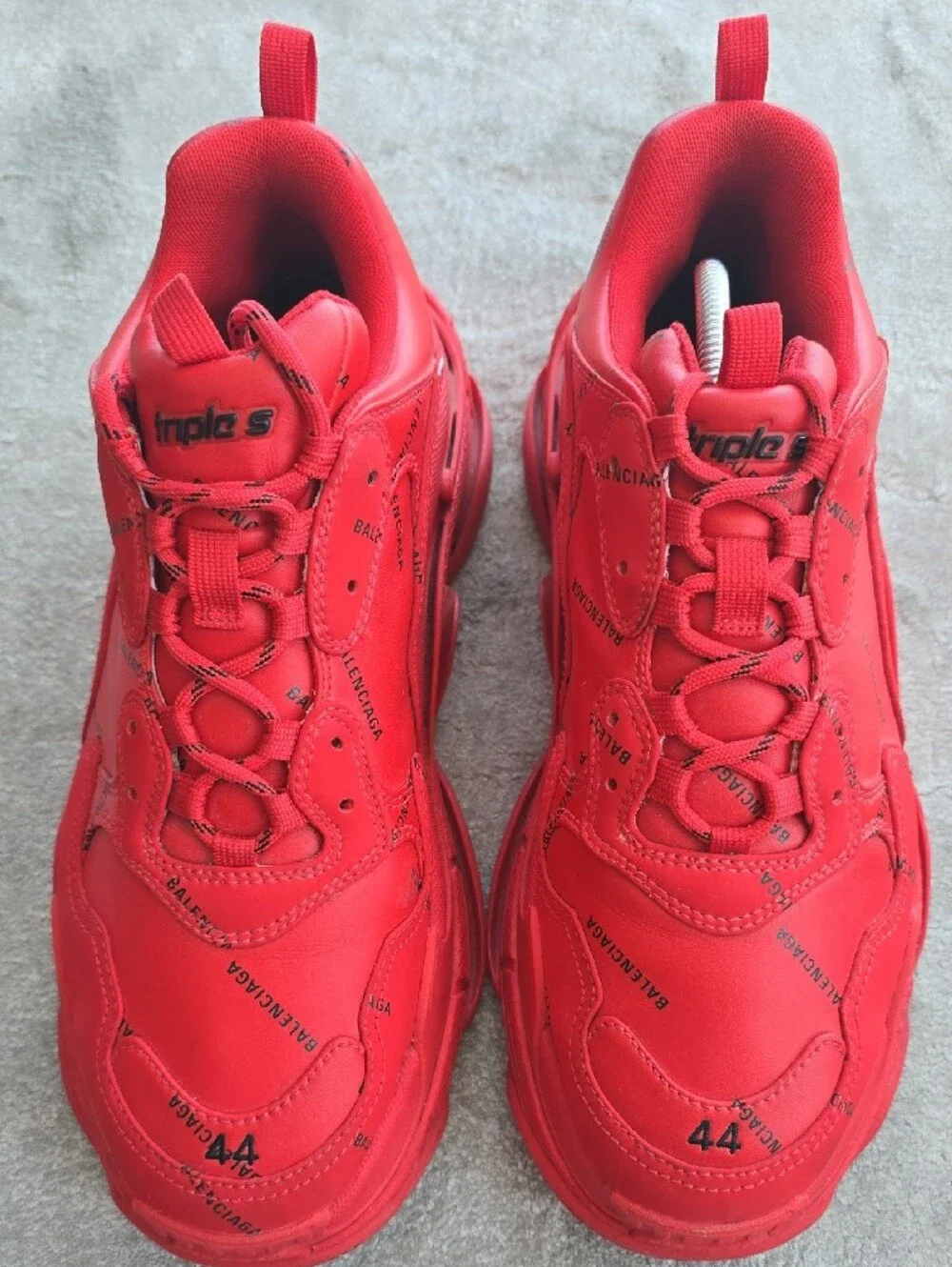 Balenciaga Triple S Chunky Sneakers in Bright Red